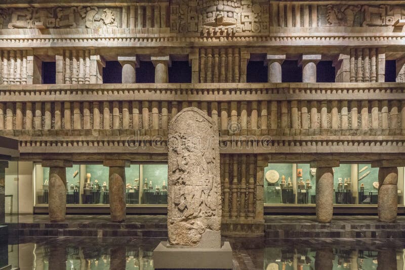 MEXICO CITY - AUGUST 1, 2016: Interior of National Museum of Anthropology in Mexico City.