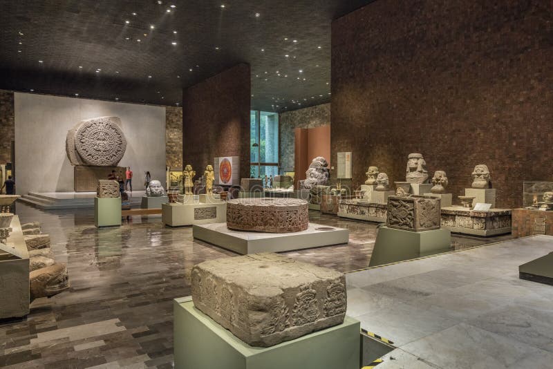 MEXICO CITY - AUGUST 1, 2016: Interior of National Museum of Anthropology in Mexico City.