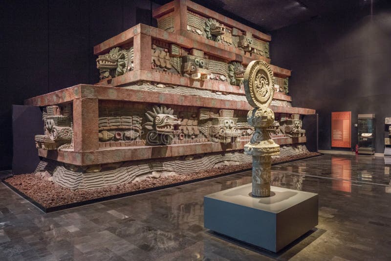 MEXICO CITY - AUGUST 1, 2016: Interior of National Museum of Anthropology in Mexico City.