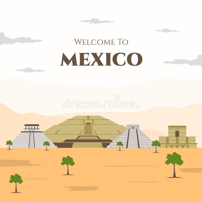 Mexico City Colorful Template. Welcome To Mexico Poster. Cityscape with ...
