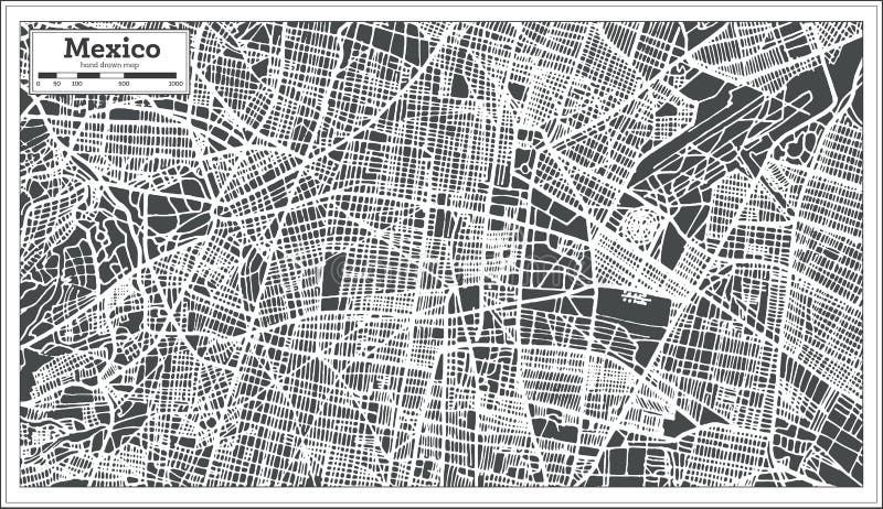 Mexico City Map in Retro Style. Outline Map. stock illustration