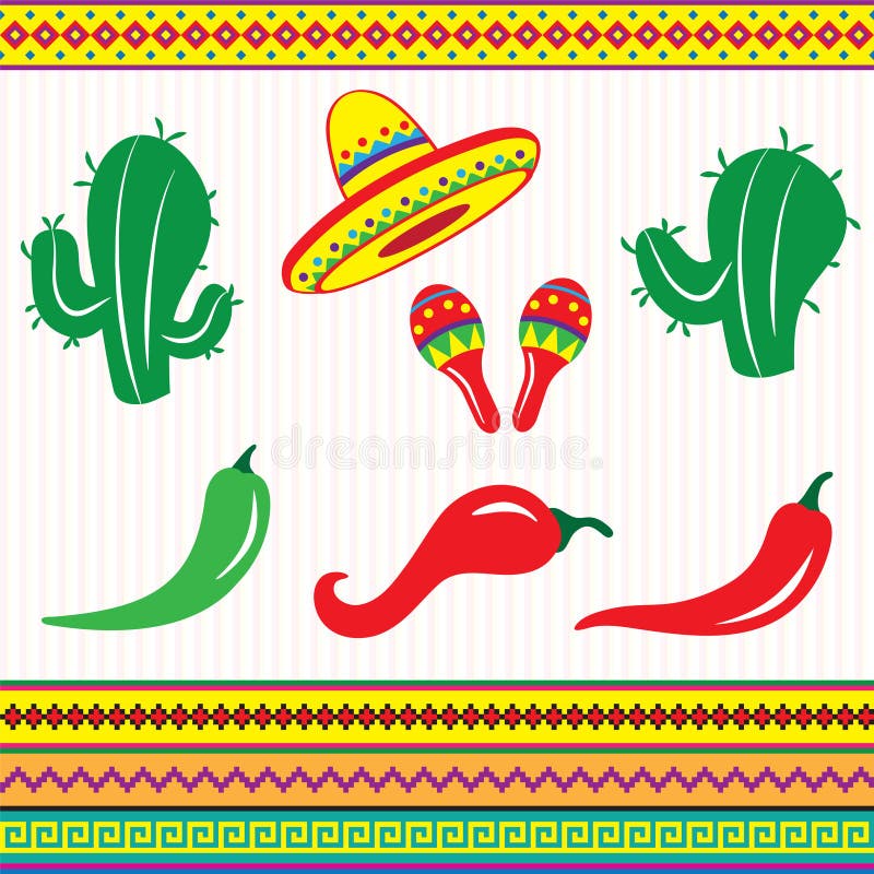 Mexico elements and ornament stock illustration
