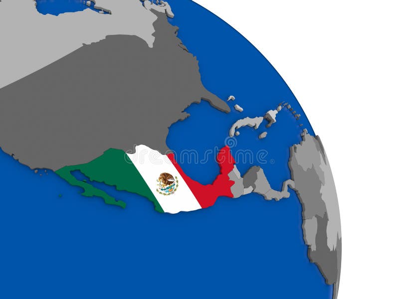 Mexico en zijn vlag op bol royalty-vrije illustratie