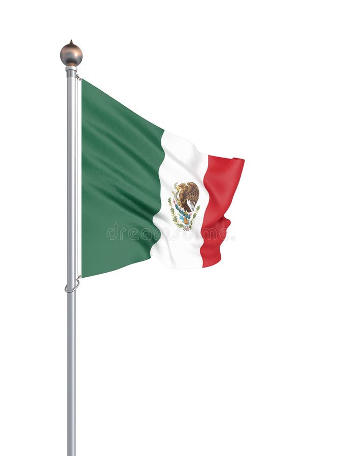 Mexico Flag Blowing in the Wind. Background Texture. 3d Rendering ...