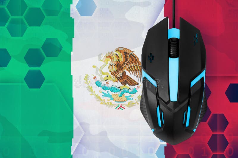 Mexico flag and computer mouse. Concept of country representing e-sports team royalty free illustration Mexico flag and computer mouse. Concept of country representing e-sports team royalty free illustration