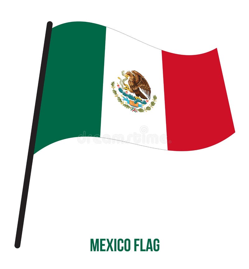 Mexico Flag Waving Vector Illustration On White Background Mexico