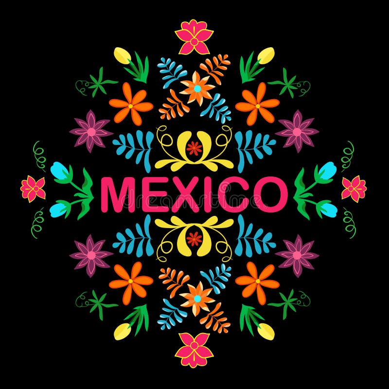 Mexico flowers, pattern and elements. Vector.