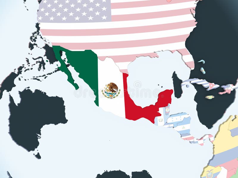 Mexico met vlag op bol vector illustratie