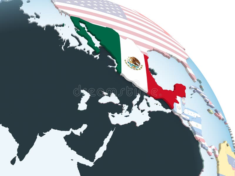 Mexico met vlag op bol vector illustratie