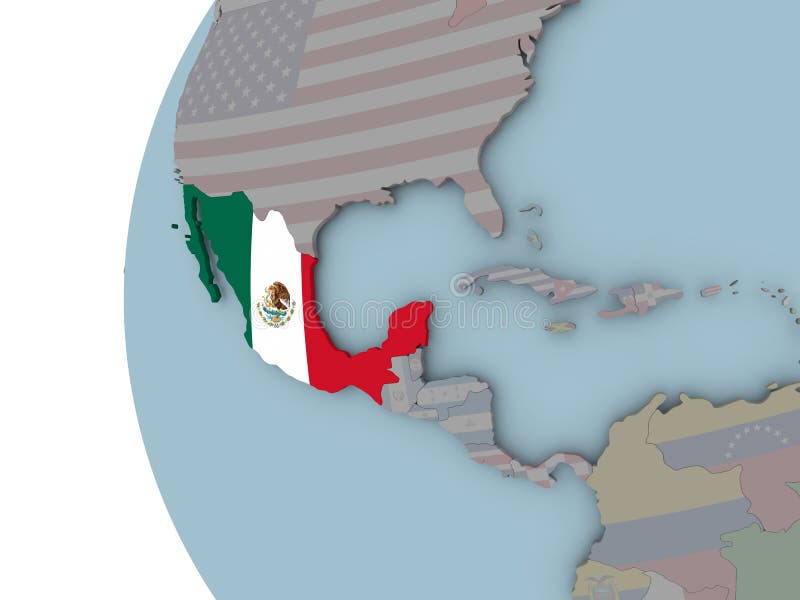 Mexico met vlag op bol vector illustratie