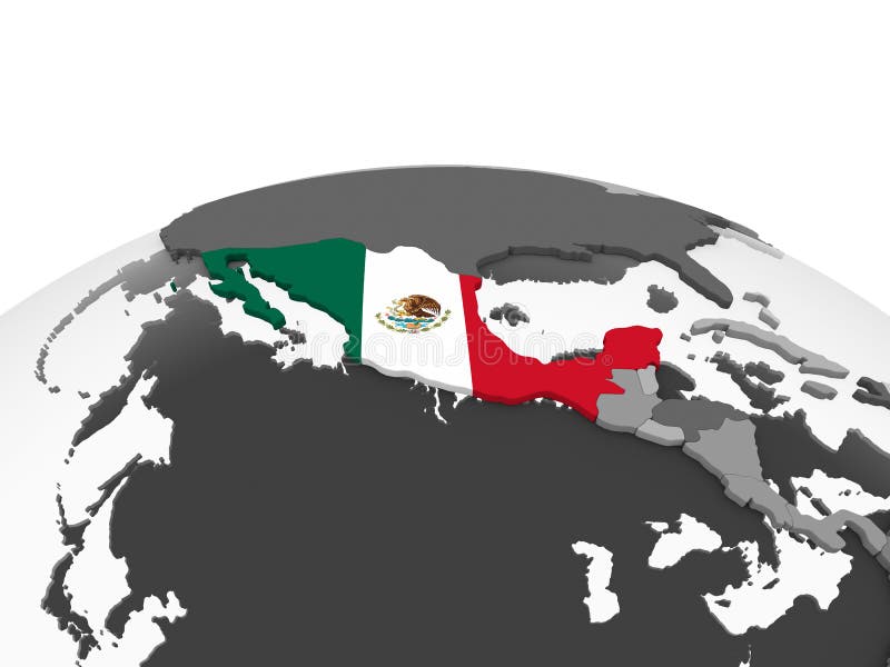 Mexico met vlag op bol stock illustratie