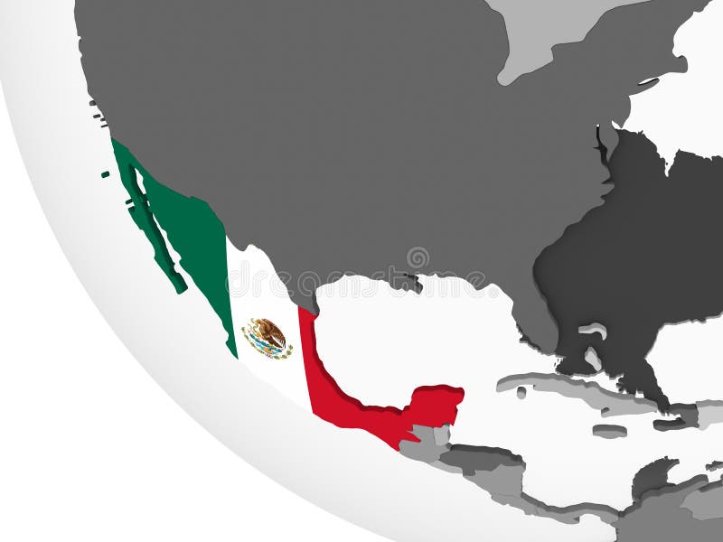 Mexico met vlag op bol royalty-vrije illustratie