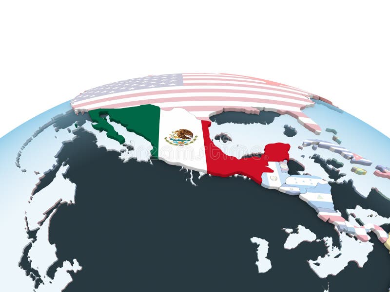 Mexico met vlag op bol vector illustratie