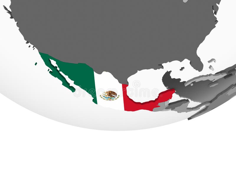 Mexico met vlag op bol royalty-vrije illustratie
