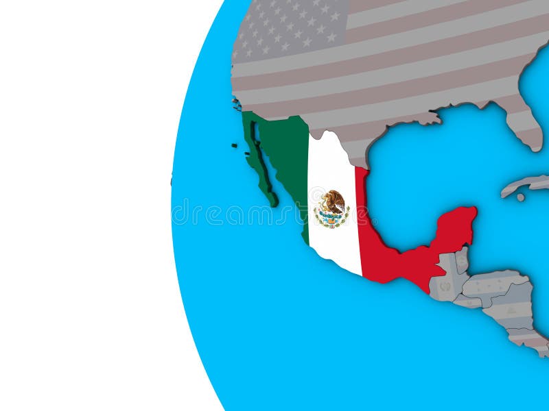 Mexico met vlag op 3D bol stock illustratie