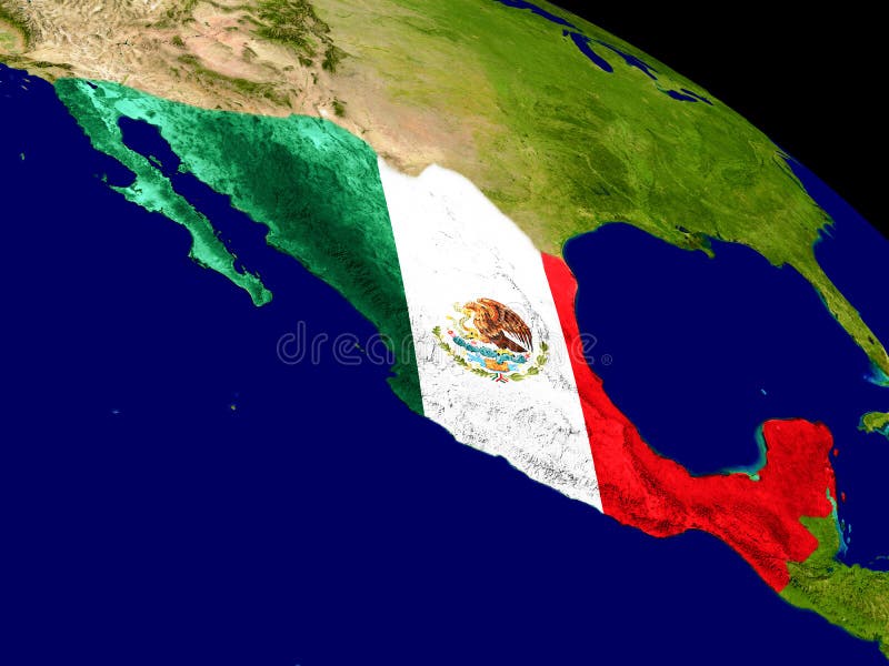 Mexico met vlag ter wereld royalty-vrije illustratie