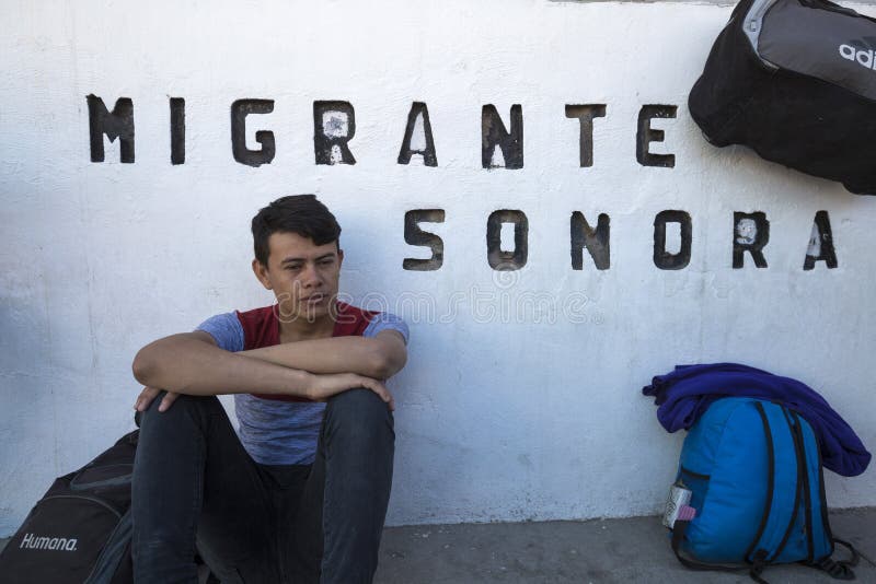 Mexico - Nogales - Migrants wait opening of Iniciativa Kino