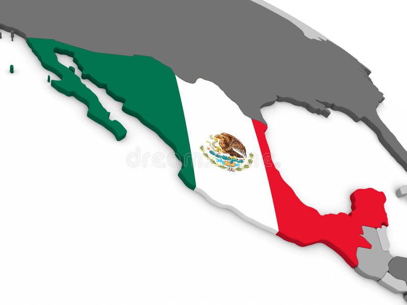 Mexico op bol met vlag stock illustratie