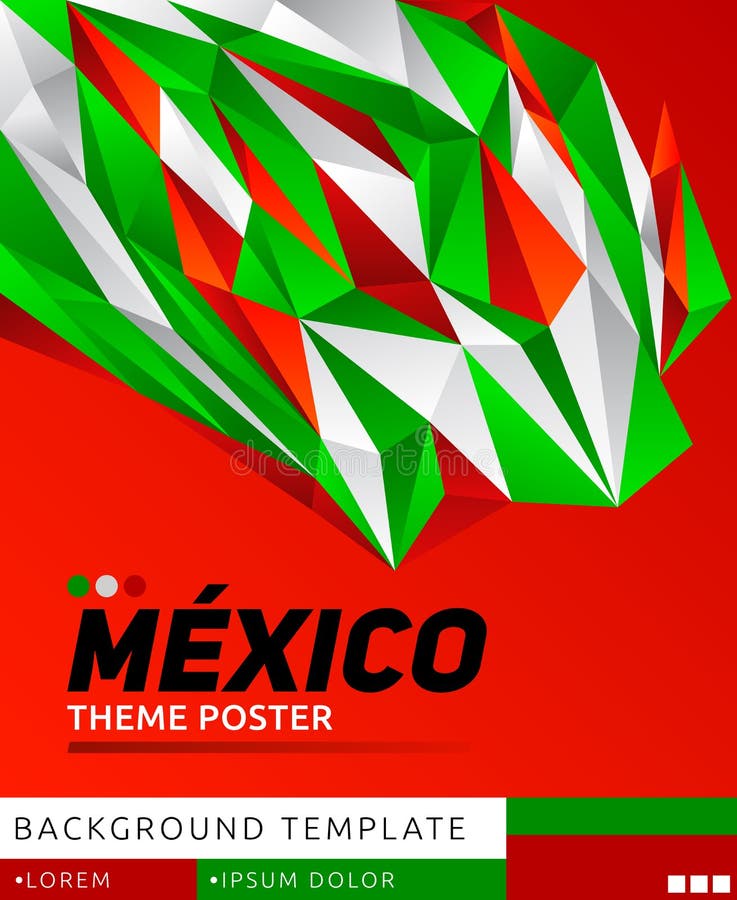 Mexico Theme Modern Poster, Mexican Flag Colors Stock Vector