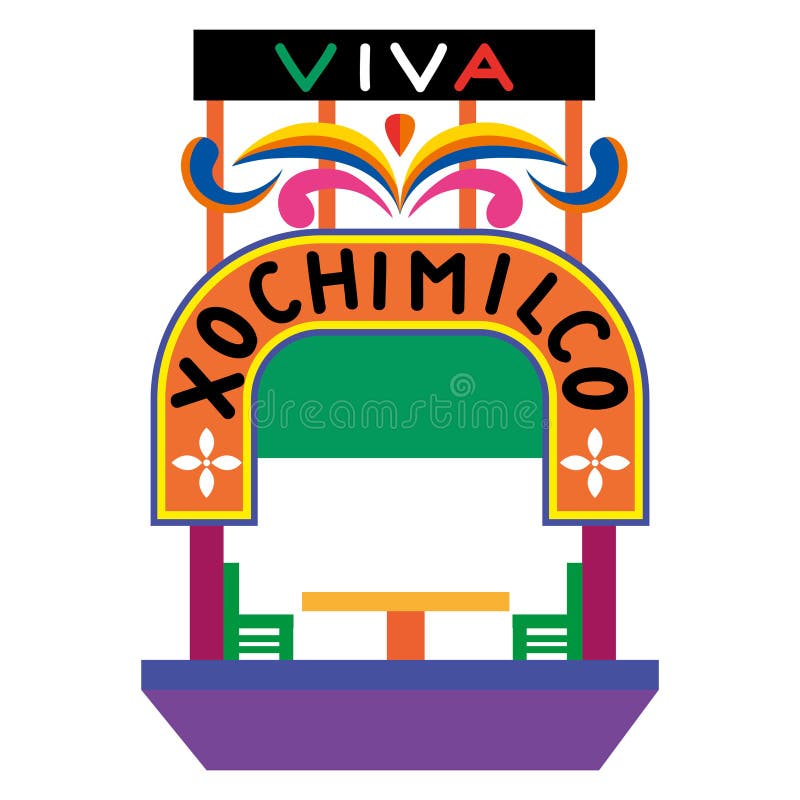 Mexico Xochimilco Trajinera Design Stock Vector - Illustration of ...