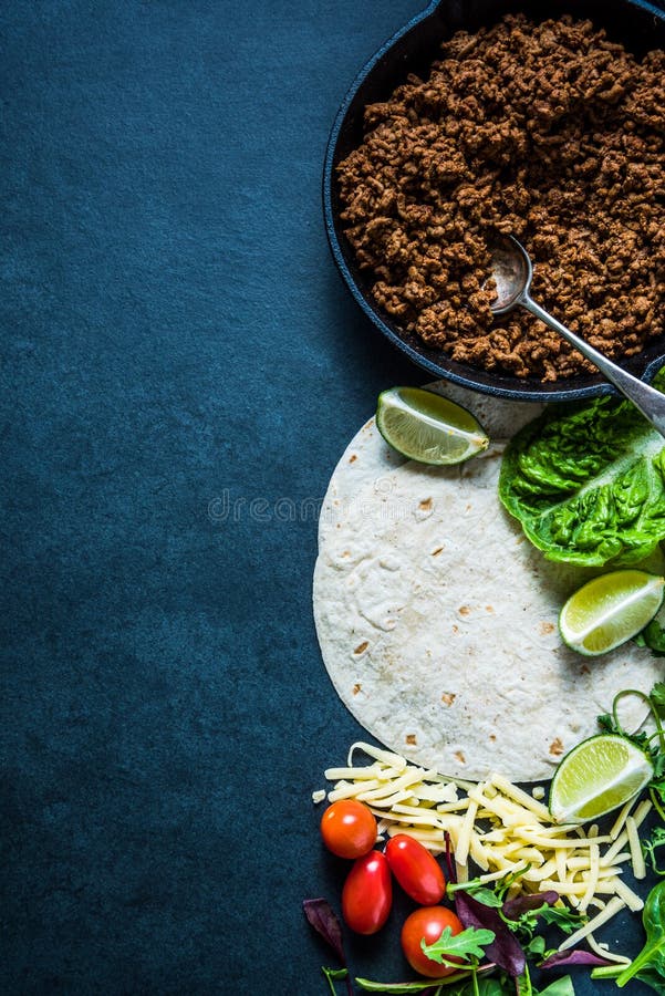 Mexikanische Fajitas Oder Tortillas, Lebensmittelgrenzhintergrundrezept