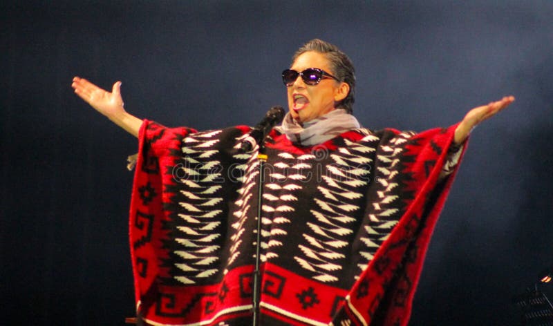 Ofelia Medina acting as the famous singer Chavela Vargas in a music concert in mexico. Ofelia Medina acting as the famous singer Chavela Vargas in a music concert in mexico