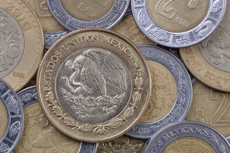 Mexikanischer Peso-Münzen stockfoto Mexikanischer Peso-Münzen stockfoto