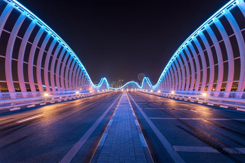 Meydaan Bridge In Dubai With Futuristic View Stock Image ...
