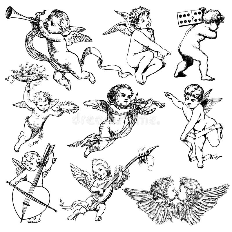 Mezcla De Ejemplos Querubín Stock de ilustración - Ilustración de
