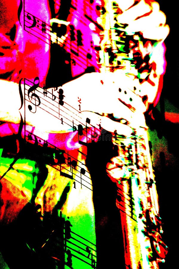 Mezcla del saxofón de notas musicales