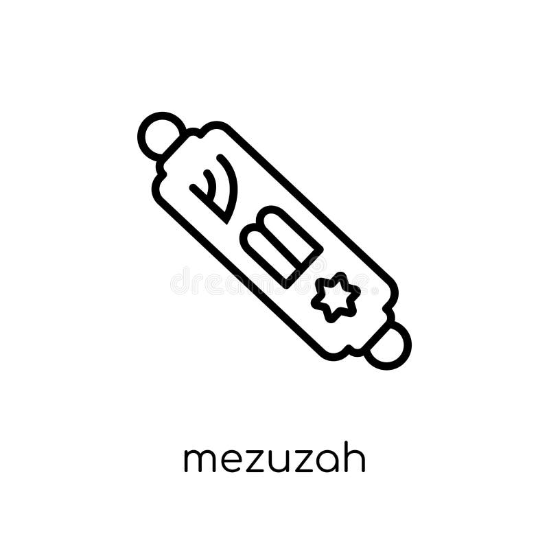 Mezuzah symbol Moderiktig modern plan linjär vektorMezuzah symbol på w stock illustrationer Mezuzah symbol Moderiktig modern plan linjär vektorMezuzah symbol på w stock illustrationer