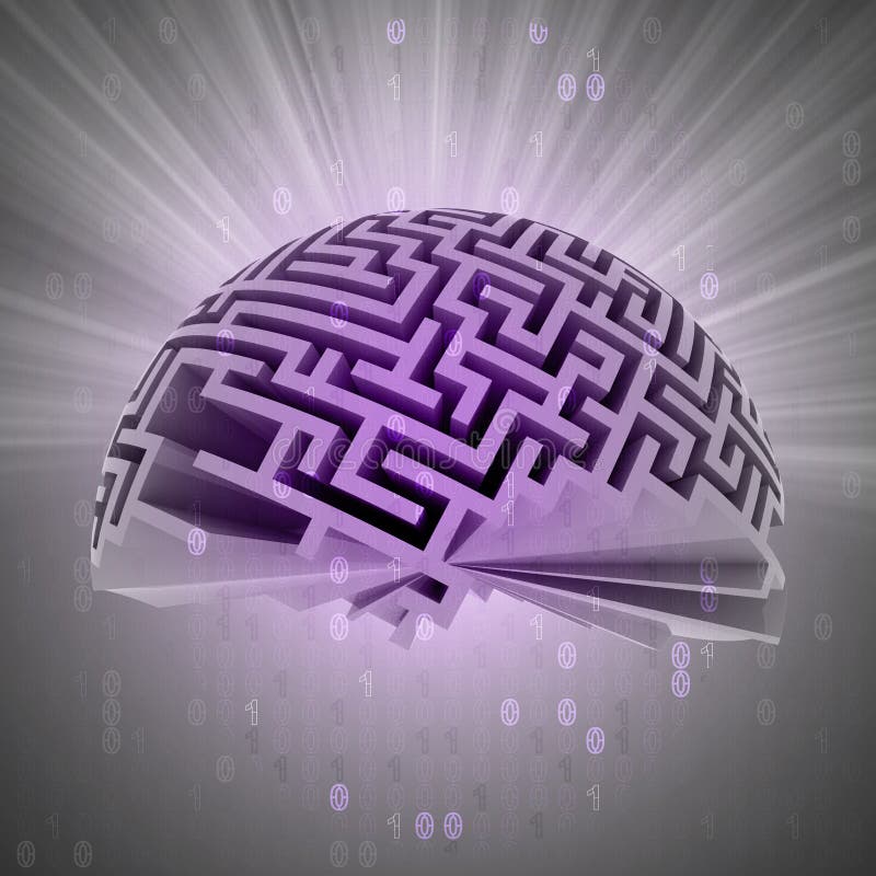 Una Grande Sfera Dell'oro Dentro Un Labirinto Bianco Illustrazione 3D