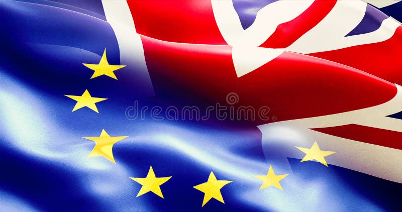 Brexit separated half flag of european union and united kingdom, uk england flag, vote for exit concept. Brexit separated half flag of european union and united kingdom, uk england flag, vote for exit concept