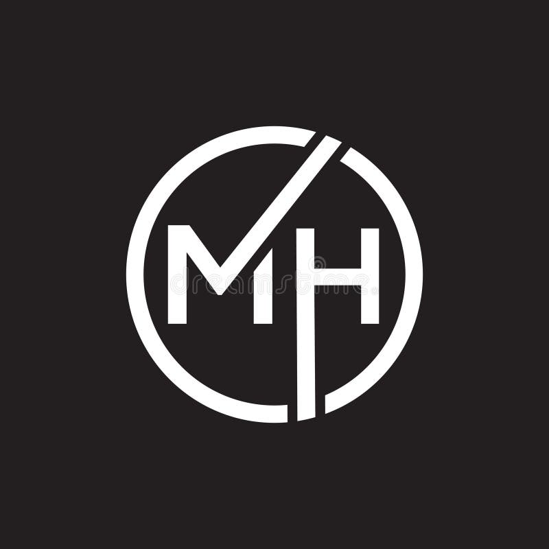 MH Letter Logo Design on Black Background.MH Creative Initials Letter