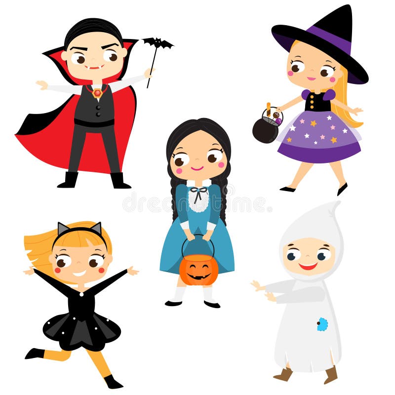 Lindas Meninas Com Bruxas Trajes Vector Ilustração Design Royalty Free SVG,  Cliparts, Vetores, e Ilustrações Stock. Image 133763187