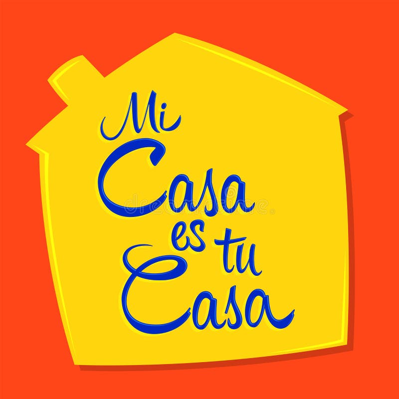 Mi casa es tu casa casa mea casa mea este casa ta text text Design. stock illustration
