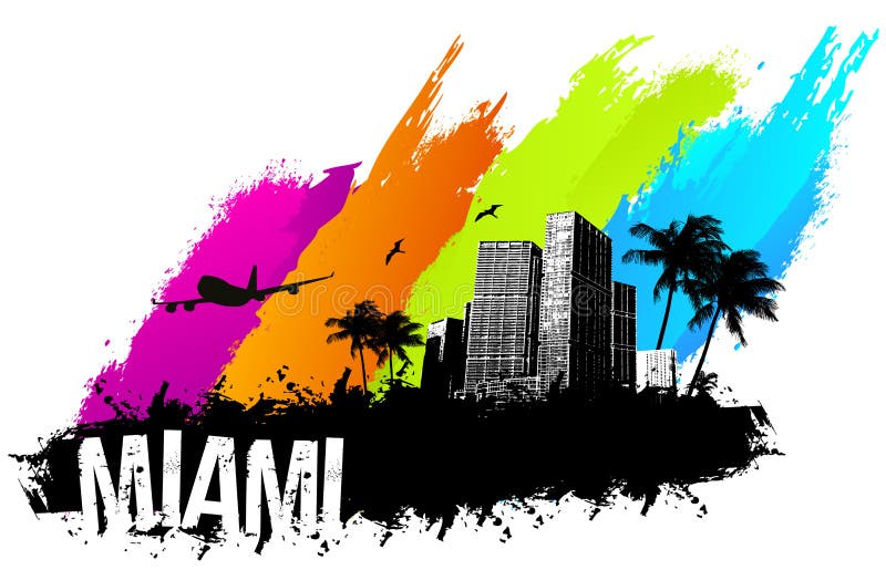 Miami banner stock vector. Illustration of airplane, painting 36104379