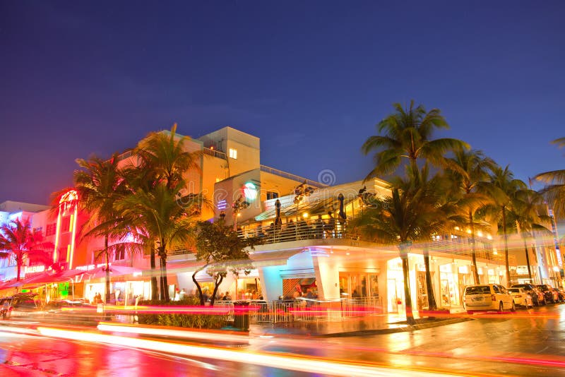 South Beach Ocean Avenue at Night in Miami Florida USA Editorial Stock ...