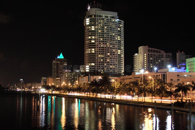 Miami Beach at night, Florida, summer day