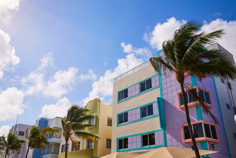Miami Beach Ocean boulevard Art Deco Florida royalty free stock image Miami Beach Ocean boulevard Art Deco Florida royalty free stock image