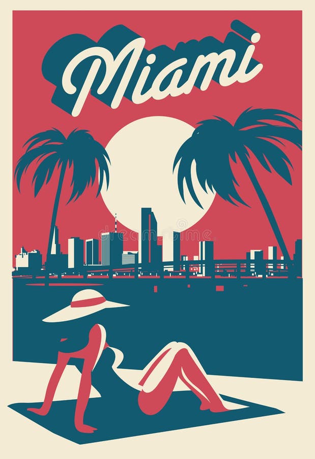 Miami Beach postcard royalty free illustration