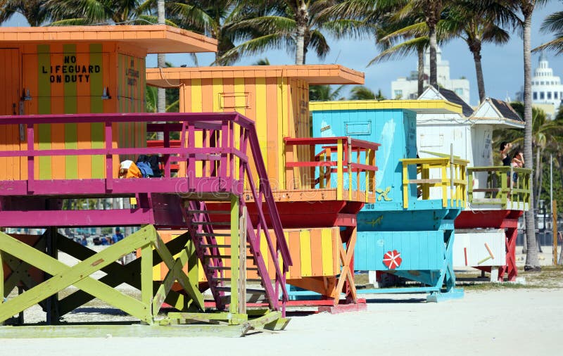 Miami beach typical lifeguard house colorful baywatch south beach royalty free stock photo Miami beach typical lifeguard house colorful baywatch south beach royalty free stock photo