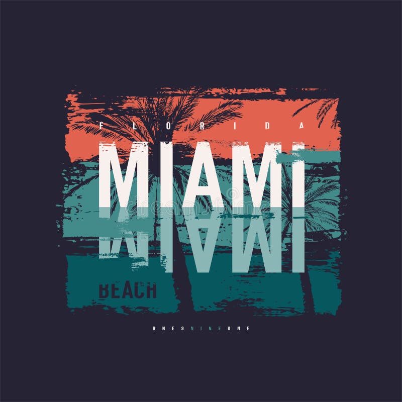 Miami beach vector graphic t-shirt design, poster, print vector illustration