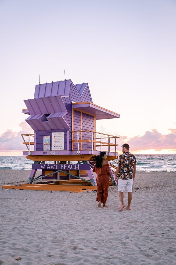 Miami Beach,young Couple at the Beach of Miami Florida, Mid Age Couple