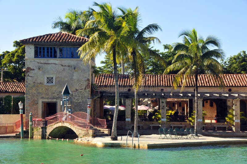 MIAMI CORAL GABLES FLORIDA 10 29 2012: Venetian Pool is a historic U.S. public swimming pool located in Coral Gables, Florida. Completed in 1924, it was designed by Phineas Paist with Denman Fink