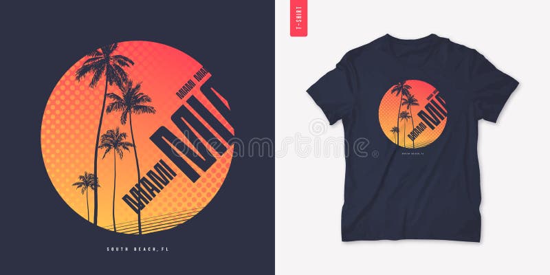 Miami Beach Retro Sunset Tshirt, Unisex Florida Beach Shirt