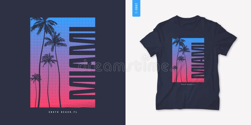 South Beach Miami Florida Geometric Palm Tree Short-Sleeve Unisex T-Shirt