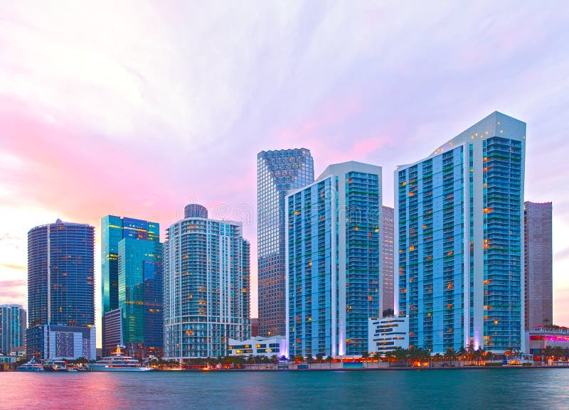 Miami Florida, sunset skyline