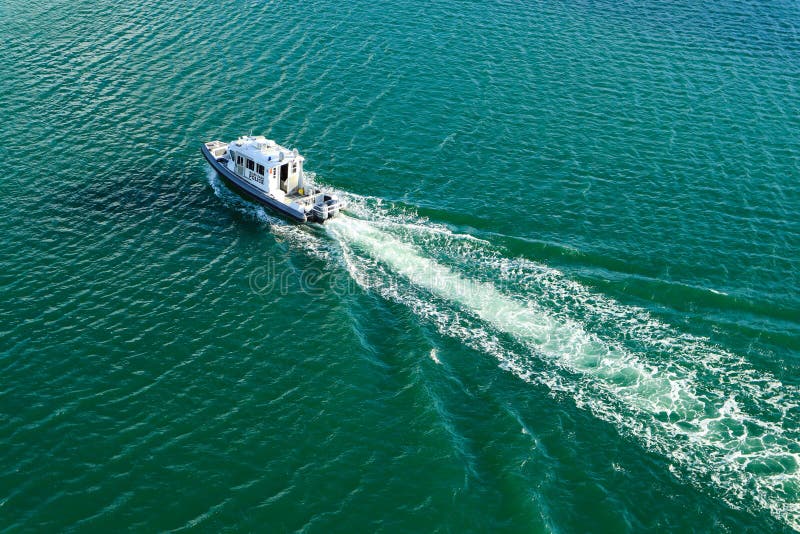 Aerial View of Miami-Dade Harbor Police Vessel stock images Aerial View of Miami-Dade Harbor Police Vessel stock images