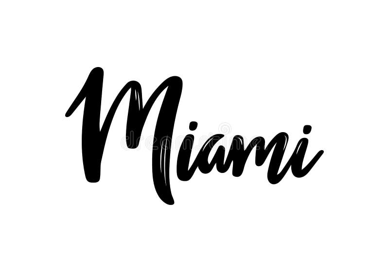 Miami hand-lettering calligraphy. Hand drawn brush calligraphy. royalty free illustration Miami hand-lettering calligraphy. Hand drawn brush calligraphy. royalty free illustration